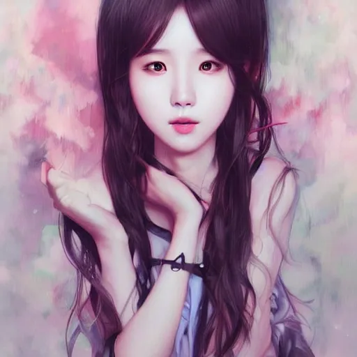 Prompt: IU, Korean Idol, Korean Artist, very detailed, digital art, concept art, studio quality, ethereal, art style by artgerm