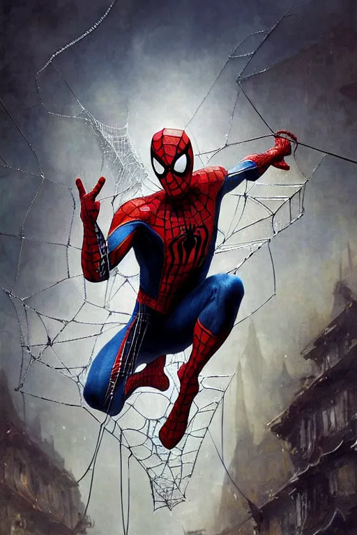 Prompt: spiderman covered with webs, legendary warrior, heroic fighter, world of warcraft, decorative ornaments, battle armor, by carl spitzweg, ismail inceoglu, vdragan bibin, hans thoma, greg rutkowski, alexandros pyromallis, perfect face, sharply focused, sharply detailed, centered, rule of thirds, realistic shading