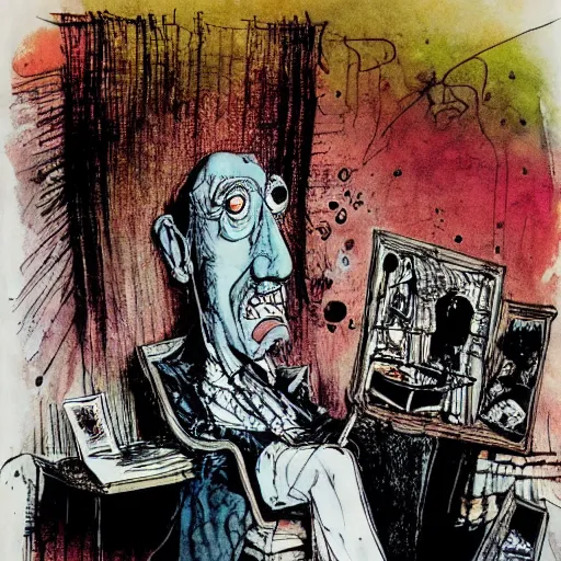 Prompt: faustian bargain, art by ralph steadman