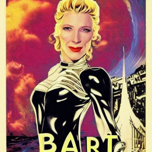 Prompt: cate blanchett as barbarella (1968),poster