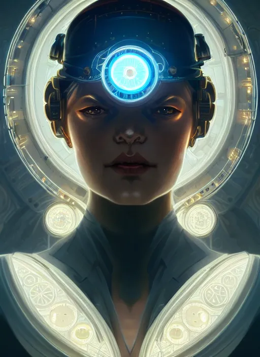 Prompt: symmetry!! portrait of steampunk cyborg, sci - fi, glowing lights!! intricate, elegant, highly detailed, digital painting, artstation, concept art, smooth, sharp focus, illustration, art by artgerm and greg rutkowski and alphonse mucha, 8 k