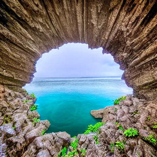 Image similar to photo 1 2 mm wide angle, flower in the sea