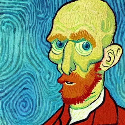 Image similar to handsome squidward, van gogh style