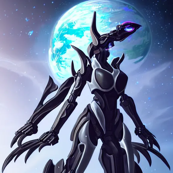 Image similar to giant stunning goddess shot, galactic sized beautiful hot anthropomorphic robot mecha female dragon, floating in space, larger than the planet, gently caressing earth, looming over earth, detailed sleek silver armor, epic proportions, epic scale, highly detailed digital art, sci fi, furry art, macro art, dragon art, goddess art, warframe fanart, destiny fanart, anthro, furry, giantess, macro, furaffinity, deviantart, 8k 3D realism