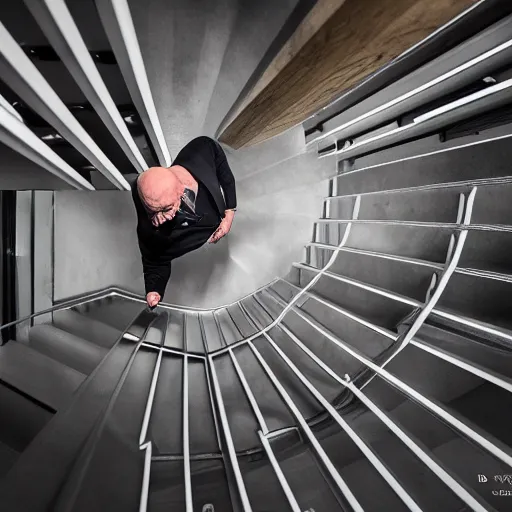 Prompt: dr phil falling down stairs ( sony a 7 r iv, symmetric balance, polarizing filter, photolab, lightroom, 4 k, dolby vision, photography awardm, voque, perfect face )