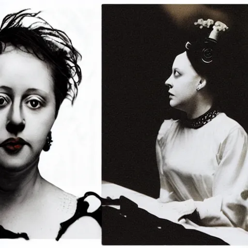 Prompt: elizabeth fraser from the cocteau twins, collage, portrait, by toshiko okanoue