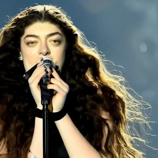 Prompt: lorde performing at the superbowl in 4 k,