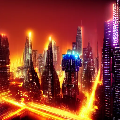 Image similar to city at night, bladerunner, cyberpunk, 4 k