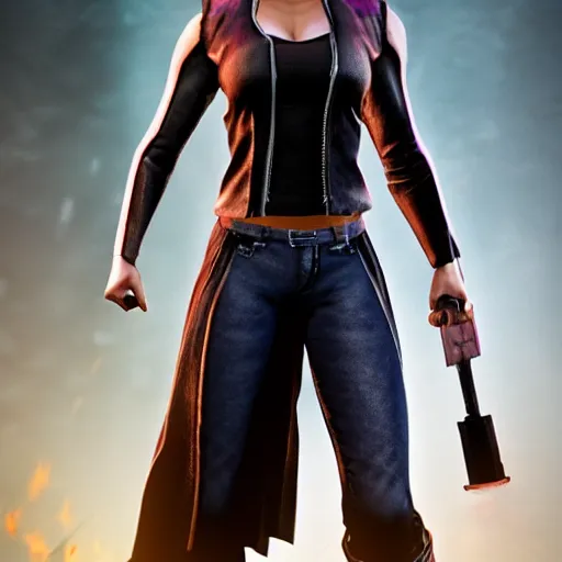 Prompt: Buffy Summers 3D character model in Mortal Kombat 11