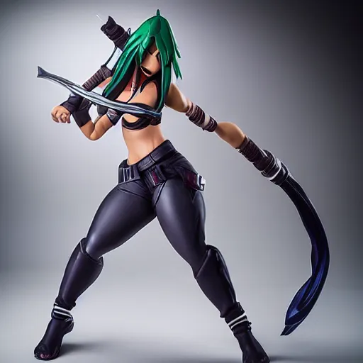 Image similar to akali from league of legends, actionfigure, studio lighting, product shoot