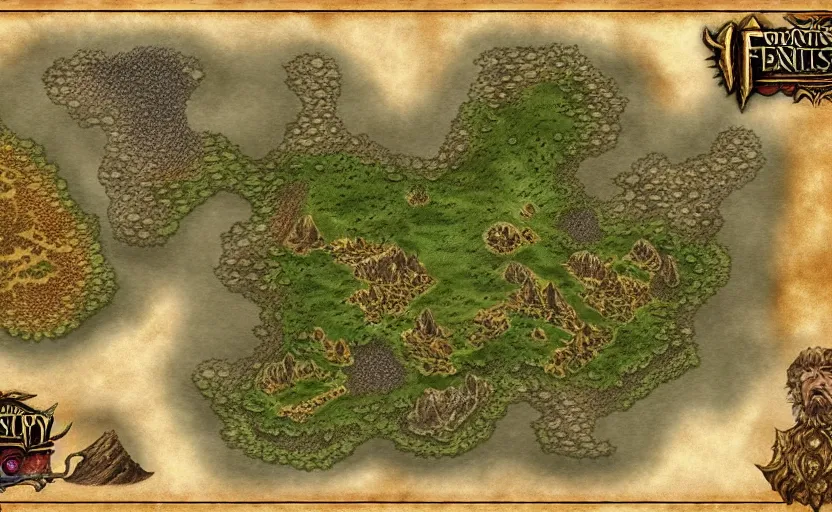 Prompt: fantasy map, large, detailed, three factions