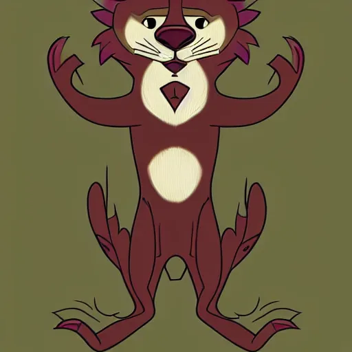 Image similar to stylized expressive furry art by blotch and rukis of an anthro otter