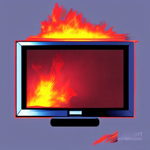 Prompt: burning TV, digital art