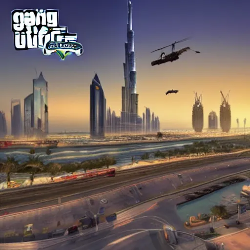 Image similar to gta : dubai, artwork