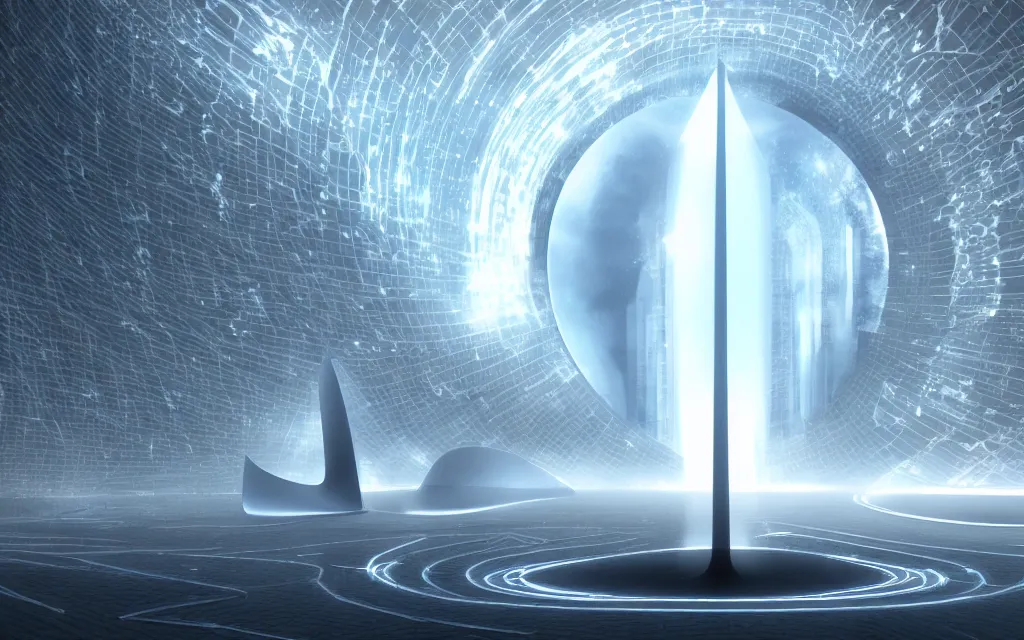 Image similar to a techno - spiritual utopian monument, perfect future, award winning digital art