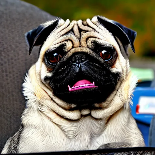 Image similar to the world's most ugliest pug, extreme amount of folds, mangled teeth