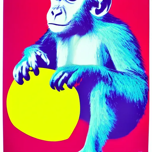 Prompt: a pop art painting of a monkey