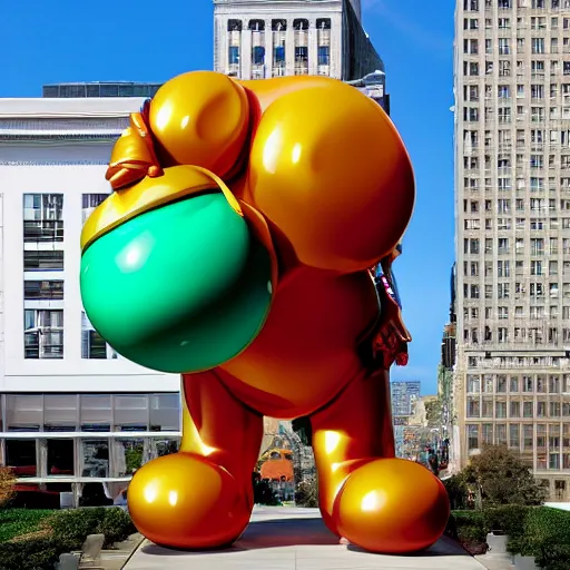 Prompt: A Bob's Big Boy sculpture by Jeff Koons