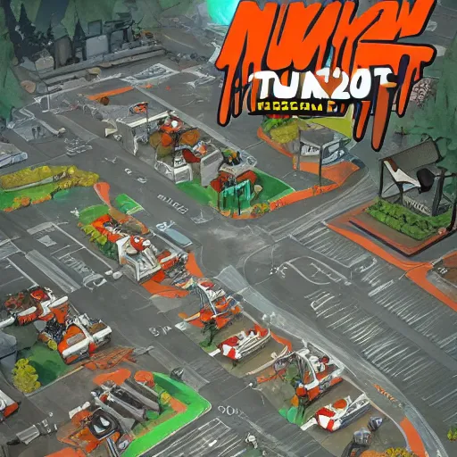 Image similar to nuketown 2 0 2 5 in the art style as nekro artstation,