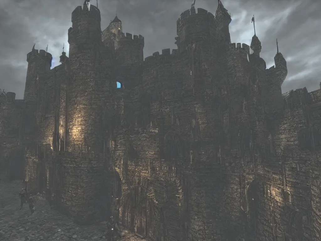 Prompt: Demon Souls style castle