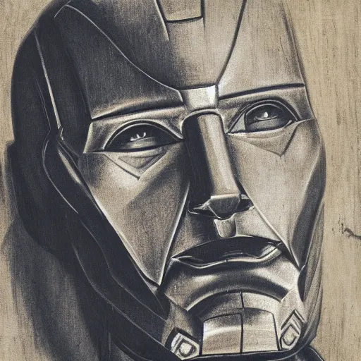 Image similar to Iron Man painted by Leonardo da Vinci 4k detail