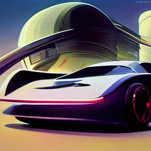 Prompt: detailed painting of a futuristic car, artstation, syd mead, cinematic