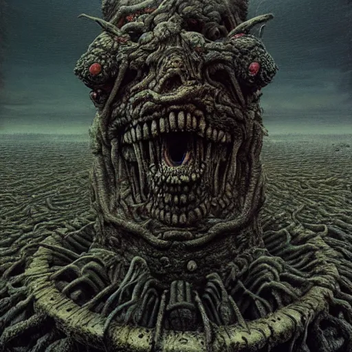 Image similar to a grotesque abomination, horror art by beksinski and szukalski and giger and seb mckinnon, digital art, highly detailed, intricate, sharp focus, trending on artstation hq, deviantart, pinterest, unreal engine 5, 4 k uhd image