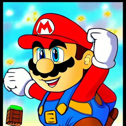 anime style mario runing in 2D
