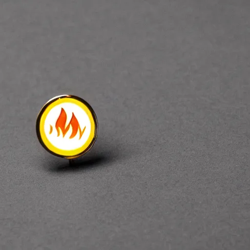 Prompt: a photo of a retro 1 9 7 0 s minimalistic clean fire warning enamel pin, studio lighting, behance