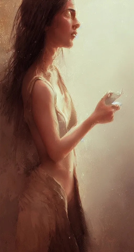 Image similar to The most beautiful arabian girl in the world crying water, portrait ,digital art,ultra realistic,ultra detailed, ultra wide Lens, art by greg rutkowski