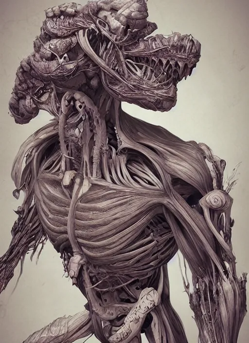 Image similar to monster anatomy, ross tran, anatomical, highly detailed sculpture, intricate detailed, ommatidia, 8 k, cinematic atmosphere, post - processing