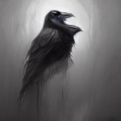 Prompt: self portrait of a raven nobleman main character. Full body with cloak and body armor, digital art, realistic, ultradetailed, concept art in the style of r/retrofuturism, art by Beksinski and Dariusz Zawadski, trending on artstation, devianart, cgsociety