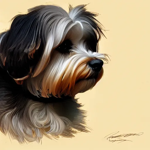 Image similar to beautiful detailed picture of a havanese dog, radiant light, art nouveau, intricate, elegant, highly detailed, my rendition, digital painting, artstation, concept art, smooth, sharp focus, illustration, art by artgerm and greg rutkowski and alphonse mucha