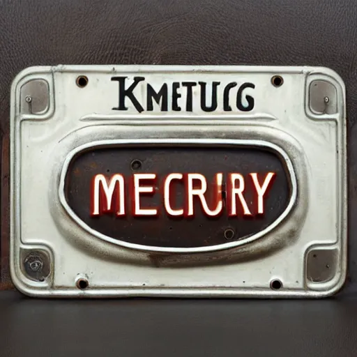 Prompt: vintage retrofuturistic license plate from mercury, high definition