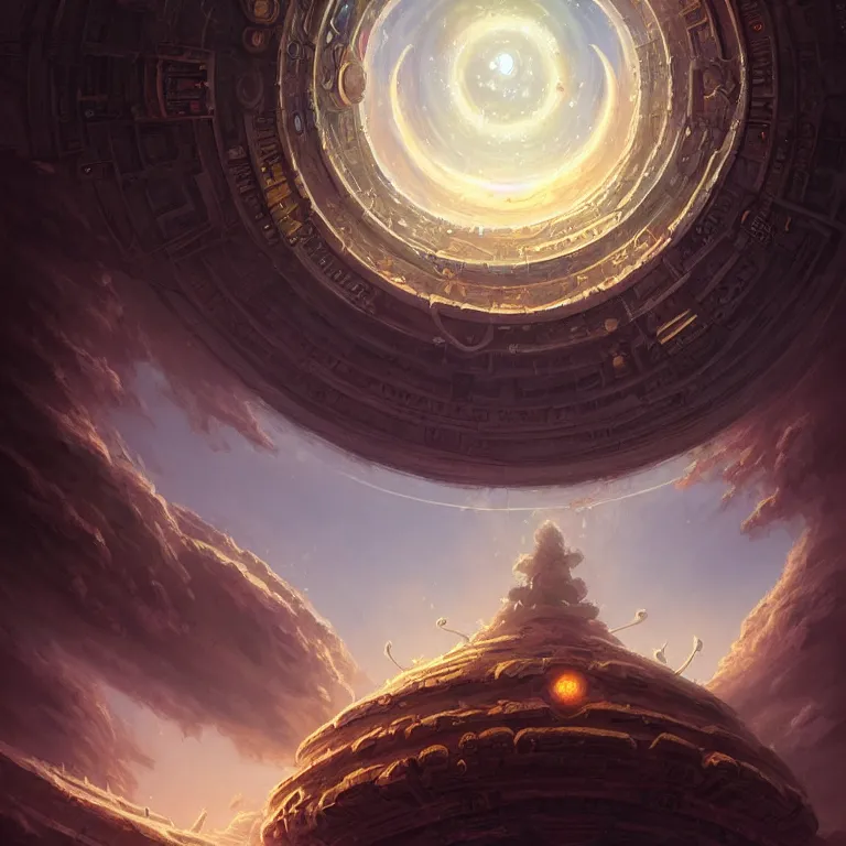 Image similar to Giant Floating Circular Ancient Sacred Sublime Cosmic Structure by Andreas Rocha