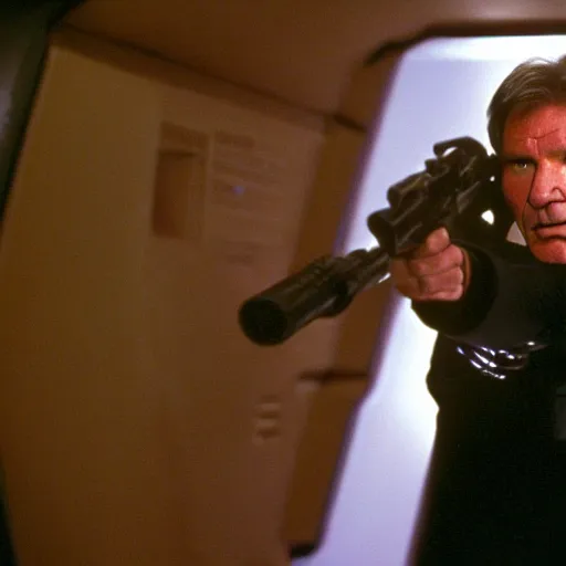 Image similar to A still of Harrison Ford as Commander Adama in Battlestar Galactica (2003)