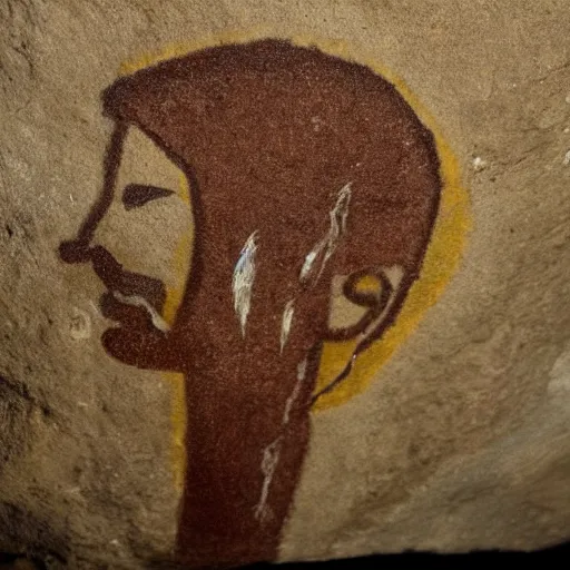 Prompt: a cave painting of an among us crewmate