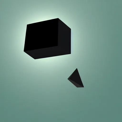 Image similar to a drawing of a black cube floating over the ocean in the style of Marco Tirelli