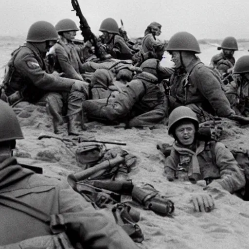 Prompt: attacking omaha beach on d - day