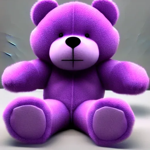 Prompt: high quality 3 d render very cute fluffy purple teddy bear, highly detailed, extremely cute adorable fluffy, unreal engine cinematic smooth, uhd 8 k, sharp focus