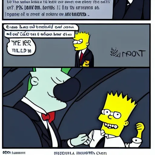 Prompt: elon musk dreaming about bart simpson