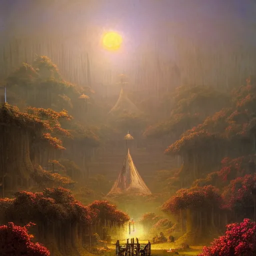 Prompt: fief of relentless autodidact labor yoke, where four gates and maze of lance tree resides, in the style of bruce pennington and jeff east, 8 k resolution,