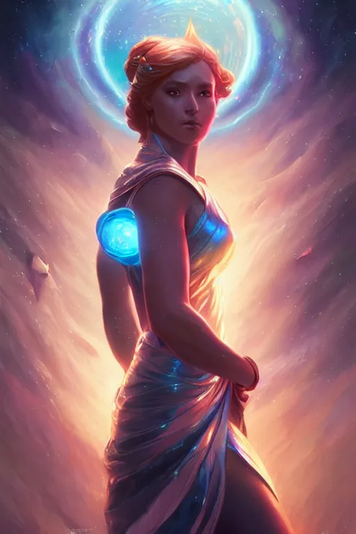 Prompt: goddess of the galaxy, highly detailed, digital painting, artstation, concept art, smooth, sharp focus, illustration, unreal engine 5, 8 k, art by artgerm and greg rutkowski and edgar maxence