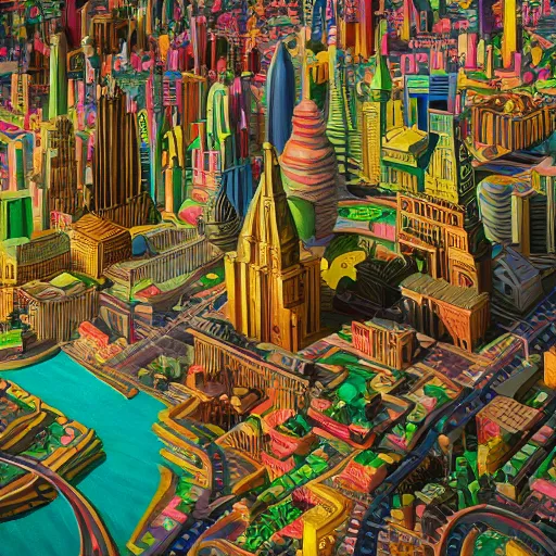 Prompt: metropolitan city made entirely of play - doh, extreme realism, extremely detailed digital painting, highly detailed, abstract, 1 9 2 0's colored pencil art style, deep aesthetic, 8 k, highly ornate intricate details, cinematic lighting, rich colors, digital artwork, ray tracing, hyperrealistic, photorealistic, cinematic landscape, trending on artstation, concept art,