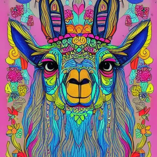 Image similar to llama coloring book, very detailed