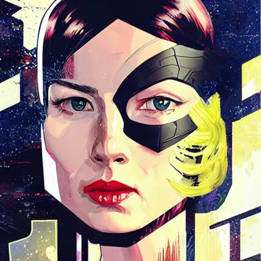 Image similar to portrait of a female android, by MARVEL comics and Sandra Chevrier