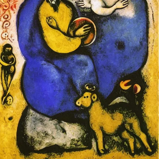 Prompt: Abraham and Isaac from the Bible by Marc Chagall