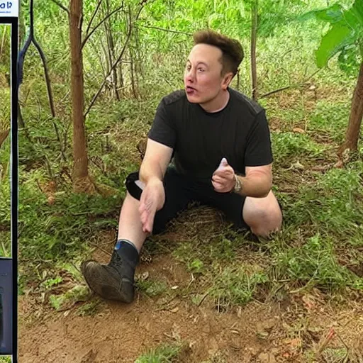 Prompt: Drunk and confused Elon Musk | trailcam