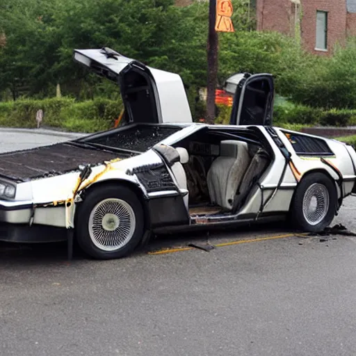 Image similar to crashed delorean