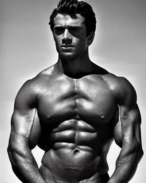 Prompt: portrait of a handsome man, herculean, bulging muscular figure, beautiful gigachad, high big chest, soft lighting, highly detailed face, sharp focus, photo by herb ritts